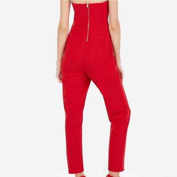 Express Sweetheart Strapless Jumpsuit with Exposed Zipper and Pockets Size 0 - Picture 2 of 8